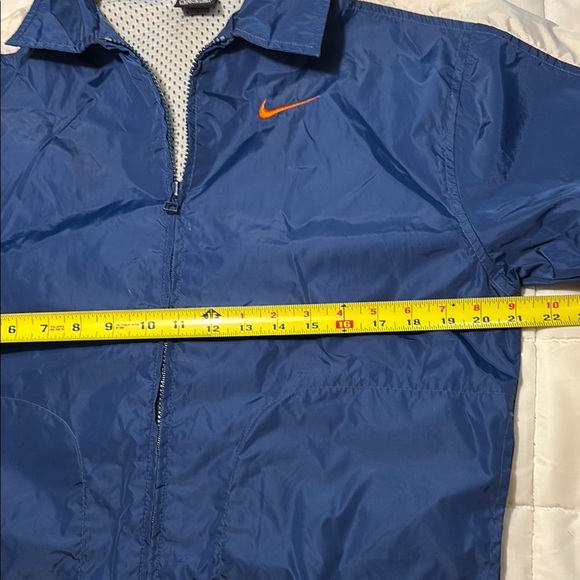 Vintage Nike Blue and White Full Zip Windbreaker Jacket with Orange Accents - Picture 4 of 12